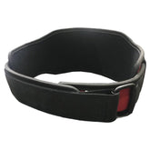 Double neoprene weightlifting belt with Velcro closure and stainless steel buckle for fitness and boxing training, 5" wide for comfort.